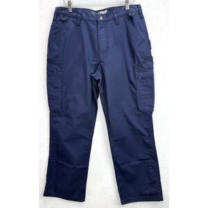 Carhartt Cargo Pants Mens 34x30 Navy Blue Loose Fit Work Carpenter 106696